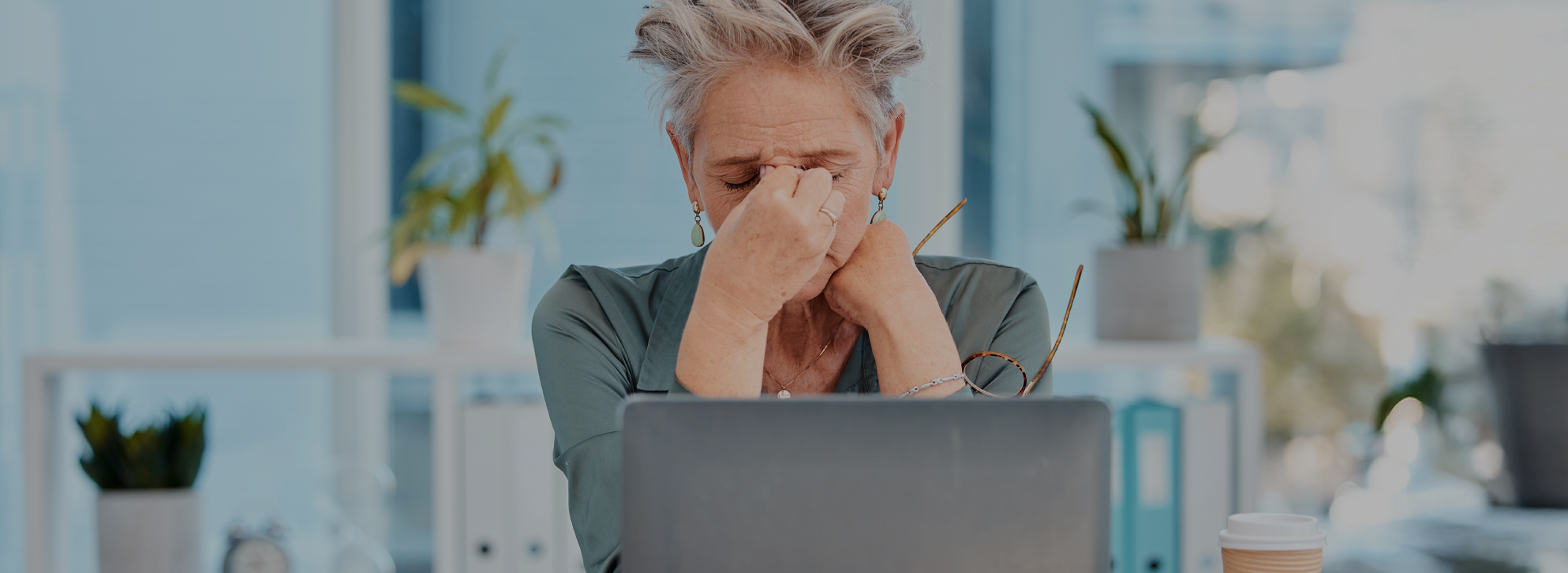 Woman with menopause headache.