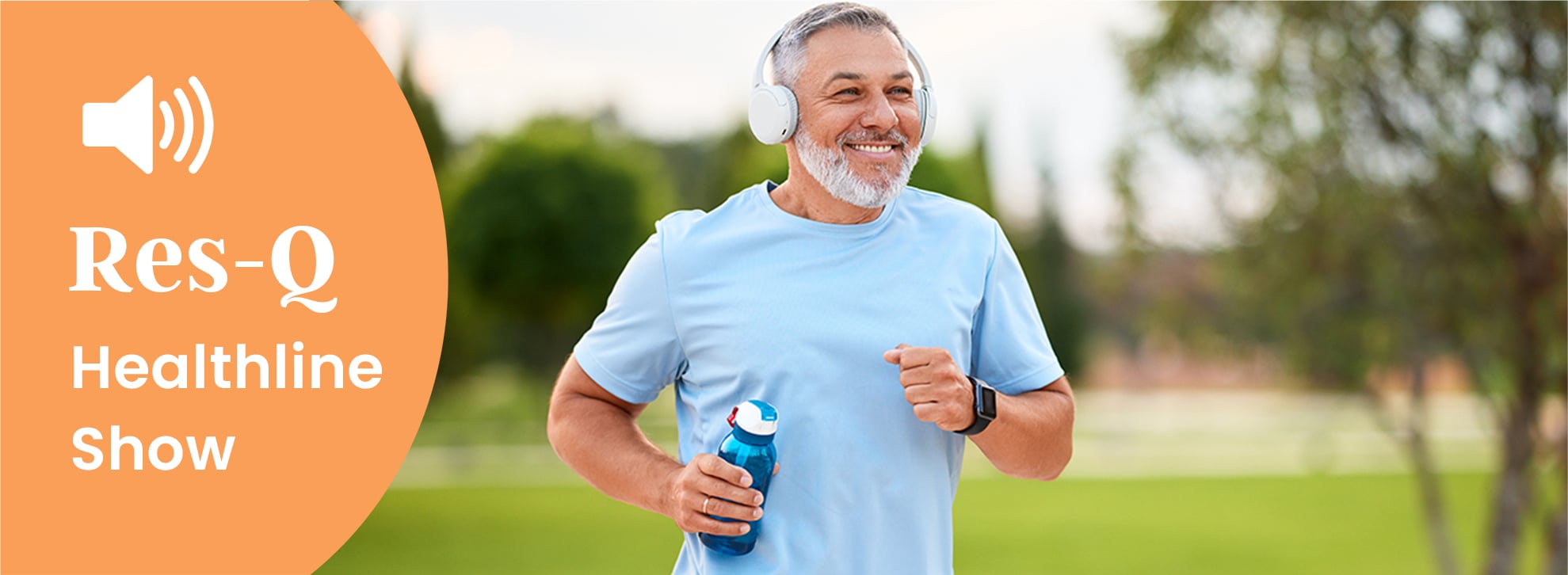 Middle-aged man running in a park