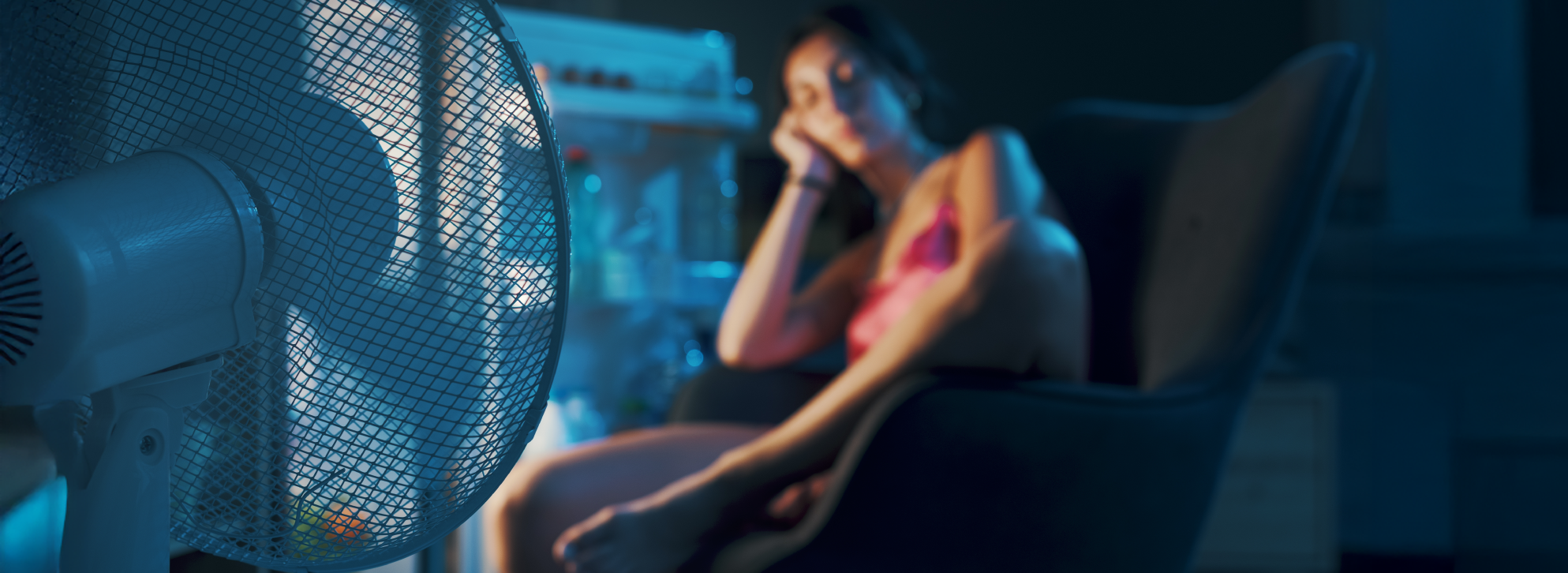 Woman suffering with night sweats