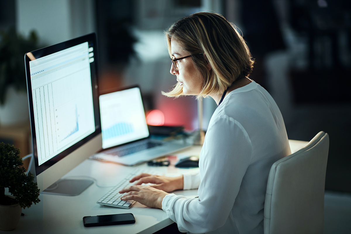 Woman working on a computer